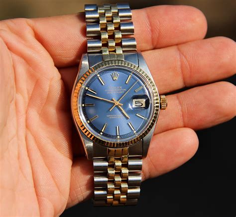 rolex datejust 1601 blue diamond|Rolex 1601 linen dial.